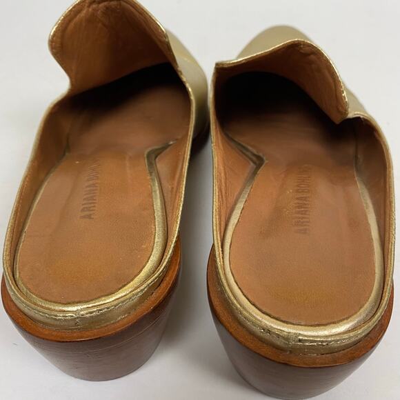Ariana Bohling Sami Gold Leather Slip On Classic Heeled Mule Shoe US 8.5 EU 39 - Picture 8 of 12